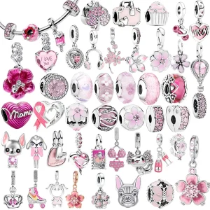 Pink Flower Dangle Charm 1